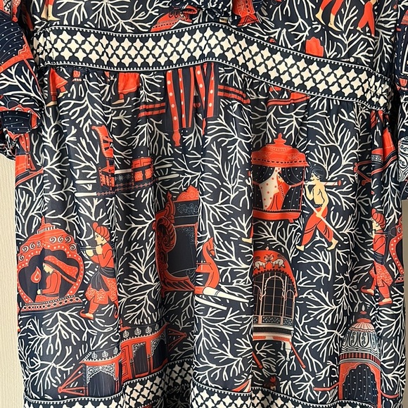 Gretchen Scott Palanquin Party Navy Blue Red V-Neck Ruffles Women’s Small - Picture 3 of 14